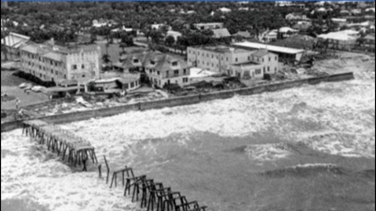image of hurricane dora 1964 causing tidal waves jacksonville beach fl