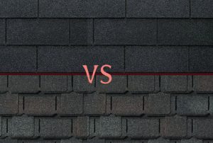 Comparison of 3-tab and architectural shingles on residential roof