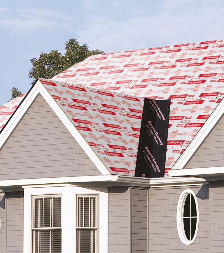 Multi-ridge gable roof with underlayment tape applied during installation of essential roofing components