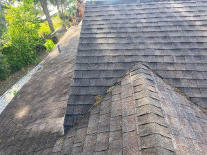 Laying down the first courses of Owens Corning Duration shingles in Amber on a Jacksonville roof.